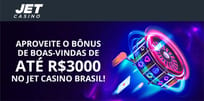 Jet Casino: pacote de boas-vindas de até R$ 3.000 + 500 rodadas grátis